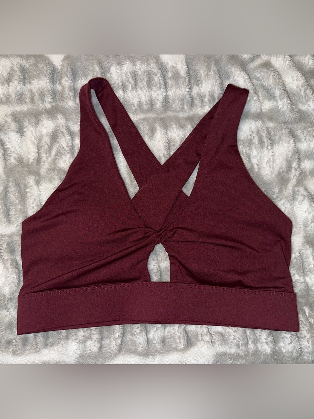 Fabletics Twist-Front Sports Bralette - Burgundy